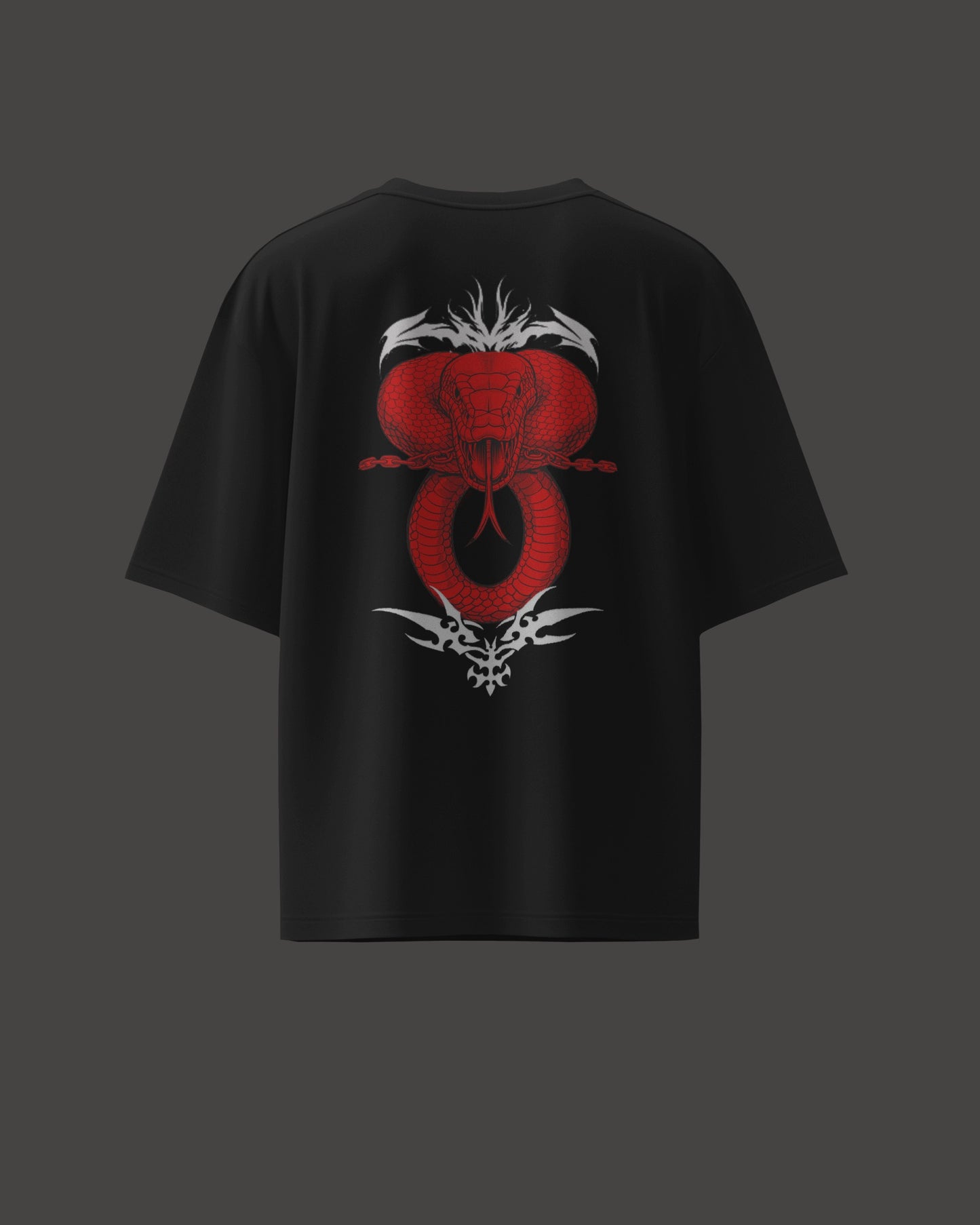 Kaal Sharp Printed Oversize Cotton Black T-Shirt