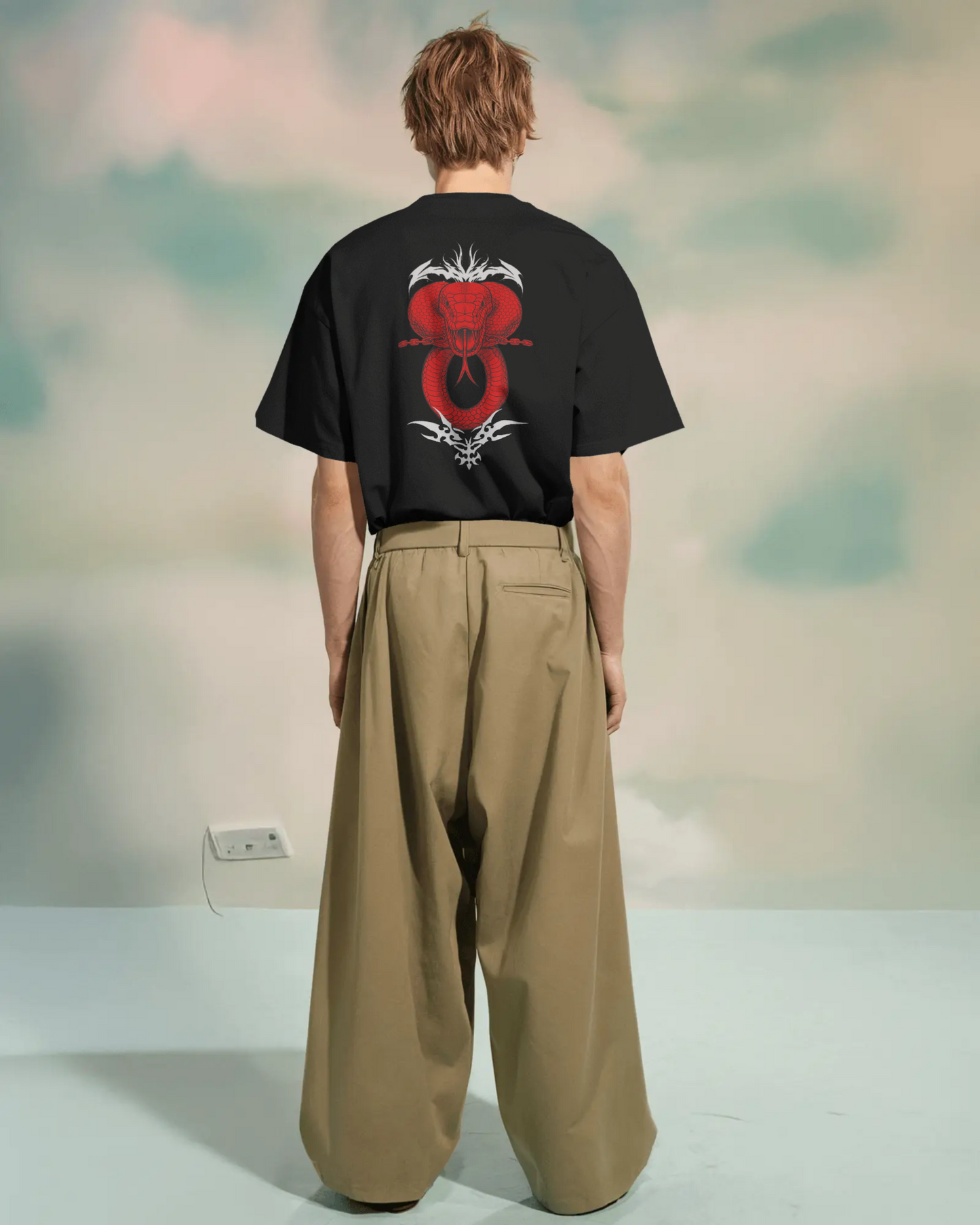 Kaal Sharp Printed Oversize Cotton Black T-Shirt