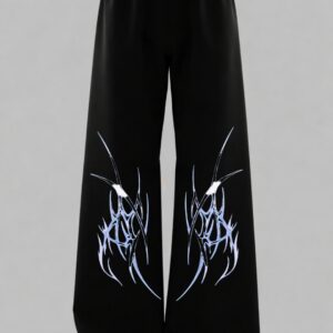 Unisex Streetwear Black Oversized Abstract Graphic Jogger Pants